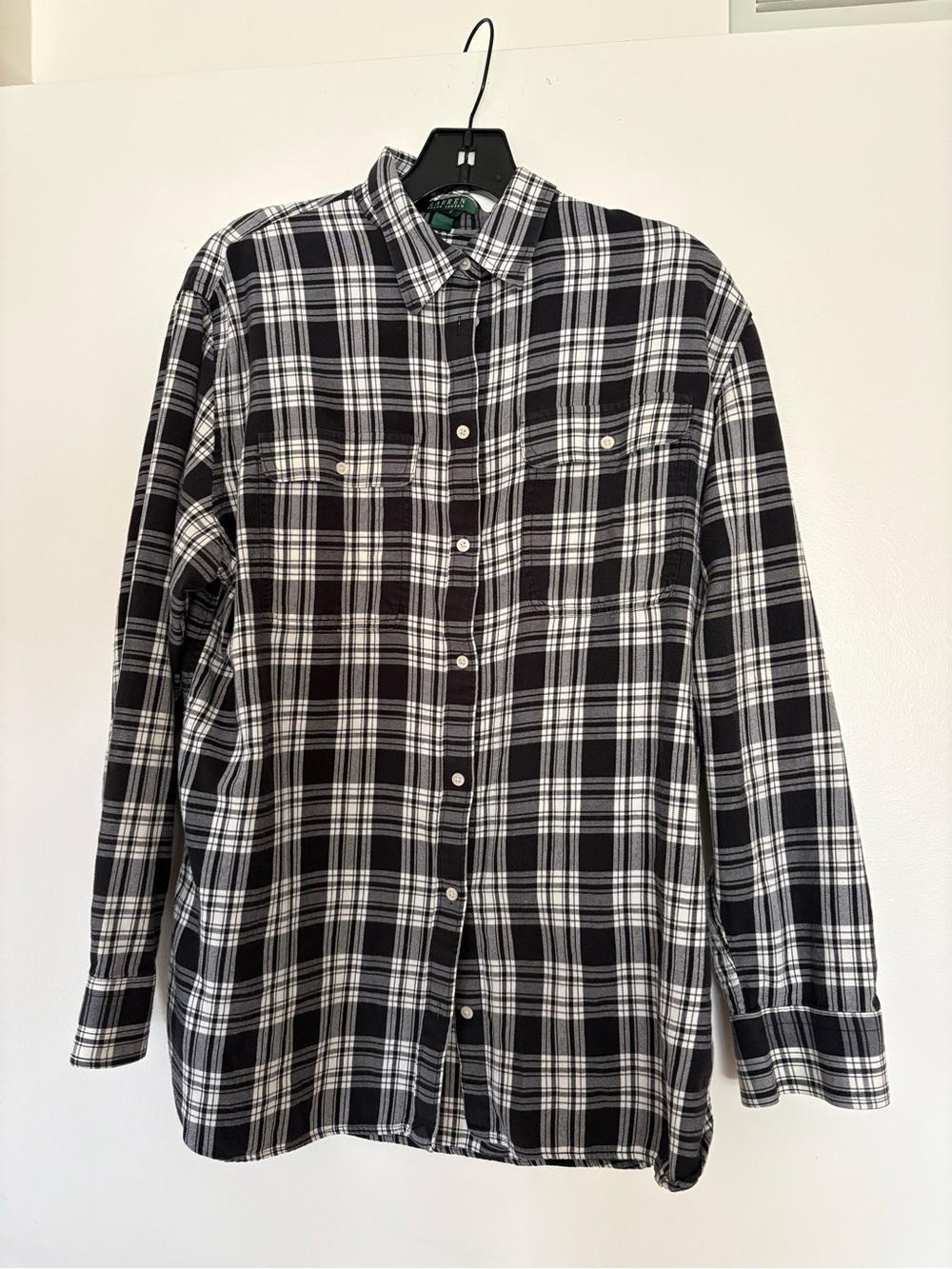 Ralph Lauren Black and White Plaid Button-Down Shirt